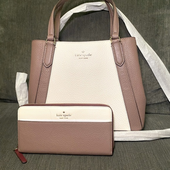 Kate Spade Jackson Med Satchel and Wallet- Neutral NWT - Picture 1 of 13